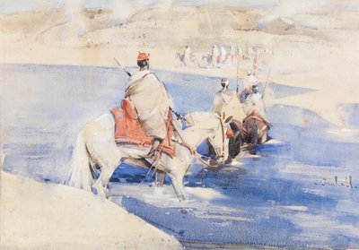 Una incursión árabe (acuarela con gouache sobre papel) de Joseph Crawhall