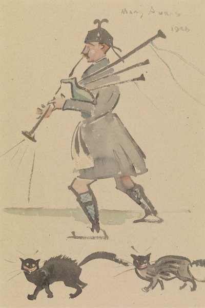 Highlander tocando la gaita de Joseph Crawhall