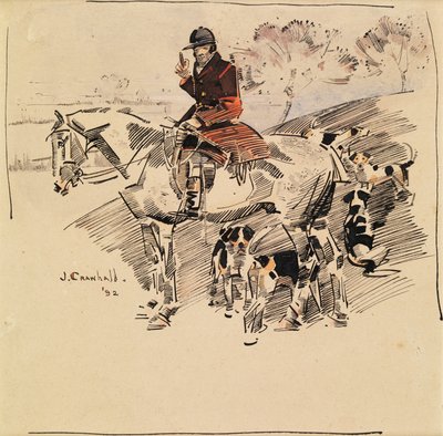 Cazador a caballo y Foxhounds de Joseph Crawhall