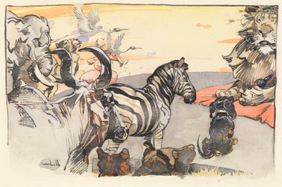El rey Noble León y su corte (lavado sobre papel) de Joseph Crawhall