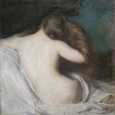 Mujer secándose el pelo de Joseph DeCamp