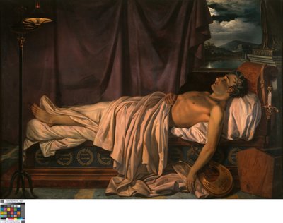 Lord Byron en su lecho de muerte, c.1826 (óleo sobre lienzo) de Joseph Denis Odevaere