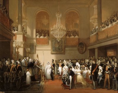 Matrimonio de Leopoldo I de los Belgas y la Princesa Luisa de Orleans en el Château de Compiègne de Joseph Desire Court