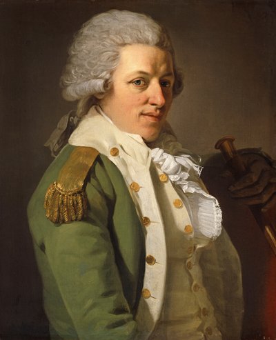 Retrato del Artista, Medio Cuerpo, con una Chaqueta Verde y Sosteniendo un Bastón de Joseph Ducreux