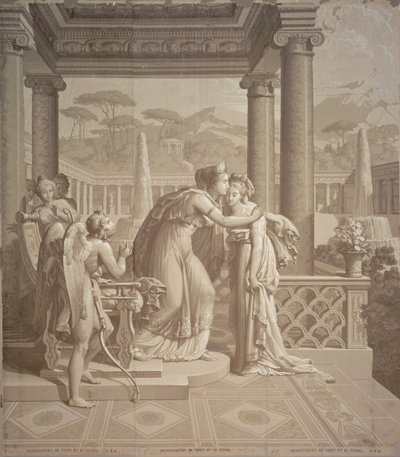 Diseño de papel tapiz con Cupido y Psique, 1815 de Joseph Dufour