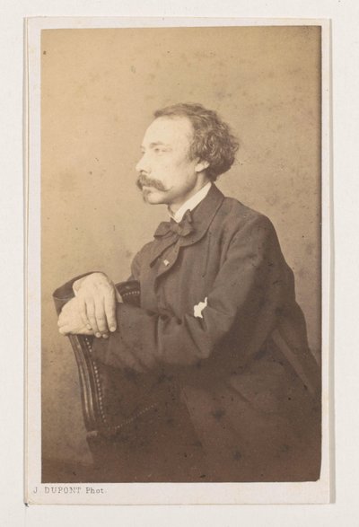 Portret van de schilder Eugène François de Block, media figura La Escuela de Amberes. Retratos biografías tarjetas de presentación. Colección Dupont (título de la serie) de Joseph Dupont