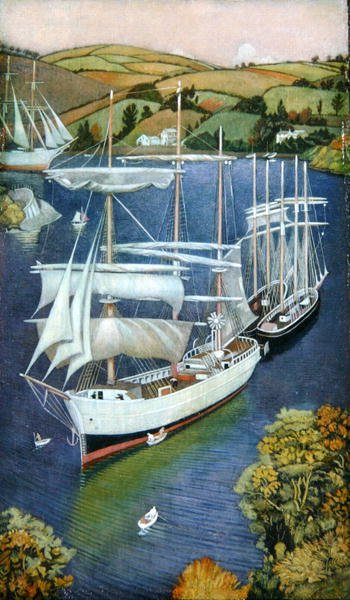 Brigs en el estuario de Fowey, c.1929 de Joseph Edward Southall