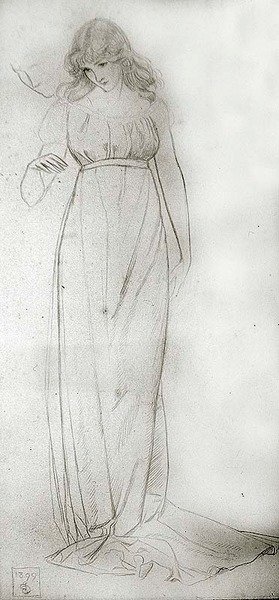 Estudio de una niña mirando hacia abajo de Joseph Edward Southall