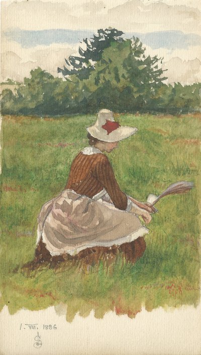 Mujer recogiendo hierba de playa 1.VIII.1886, 1886 de Joseph Edward Southall