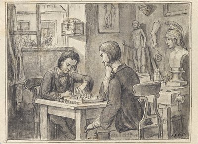 Los jugadores de ajedrez en el estudio del escultor. de Joseph Eugen Hörwarter