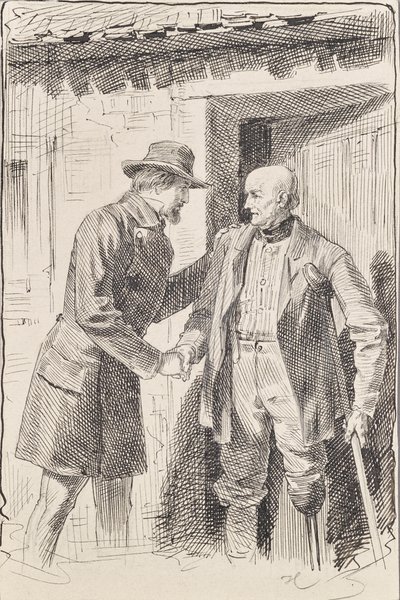 Dos hombres, uno con una pierna amputada de Joseph Eugen Hörwarter