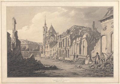 Vista del convento de las Clarisas de Valenciennes tras el asedio de Joseph Farington