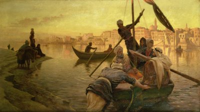 En El Cairo: El ferry desde la isla de Gazirie en el Nilo o Boulach el puerto de El Cairo de Joseph Farquharson