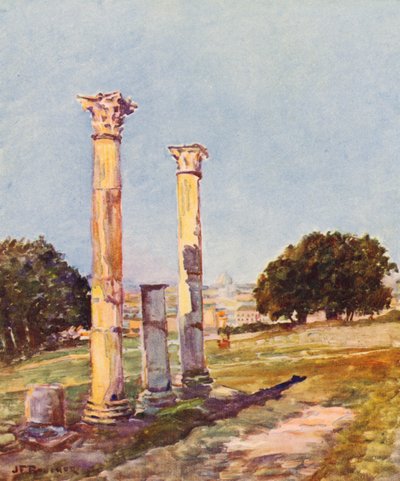 Roma: En el Palatino, La biblioteca de Augusto (litografía en color) de Joseph Felix Bouchor