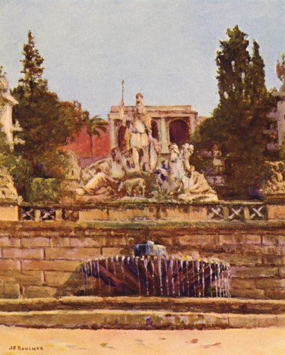 Roma: Piazza del Popolo (litografía en color) de Joseph Felix Bouchor