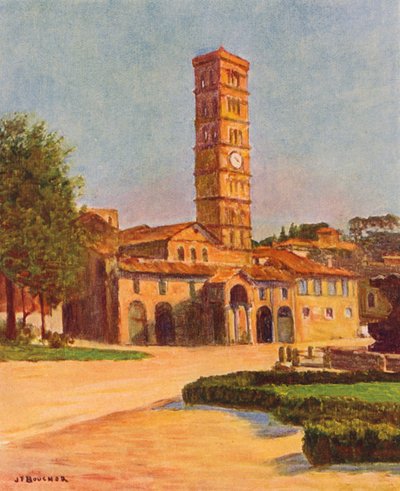 Roma: Santa Maria in Cosmedin (litografía en color) de Joseph Felix Bouchor