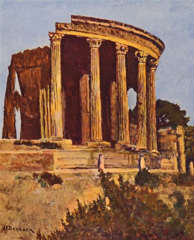 Roma: Tívoli, Templo de la Sibila (litografía en color) de Joseph Felix Bouchor