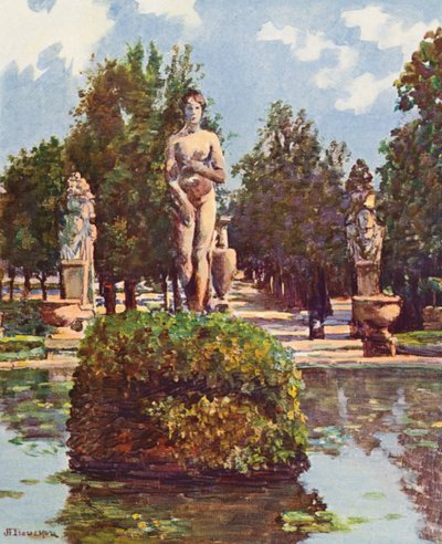 Roma: Villa Borghese, La Venus de la Gran Cuenca (litografía en color) de Joseph Felix Bouchor
