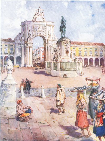 La Praça do Comércio, Lisboa, de Hutchinsons Picturesque Europe publicada por Hutchinson & Son, c.1930 de Joseph Finnemore