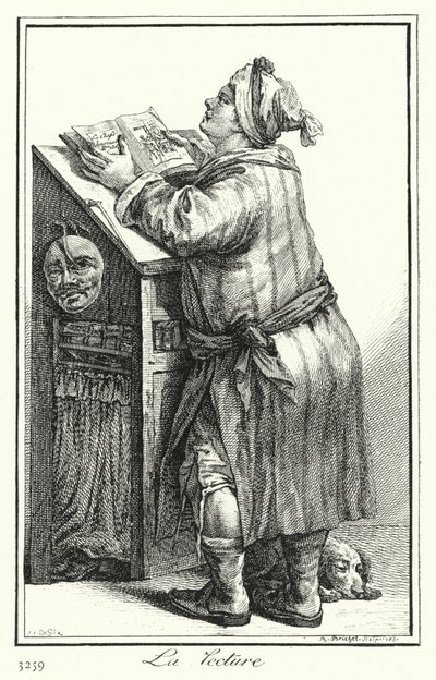 Lectura (grabado) de Joseph Franz von (after) Goez