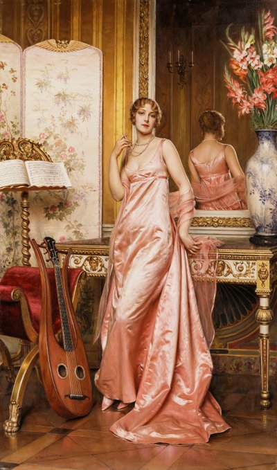 Una dama elegante en un interior de Joseph Frederick Charles Soulacroix