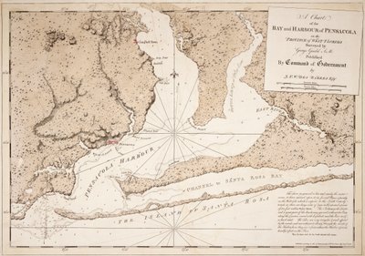 Carta de la bahía y el puerto de Pensacola en la provincia de Florida Occidental de Joseph Frederick Wallet DesBarres