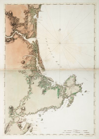 Carta de la bahía de Ipswich y Cabo Ann, costa atlántica de Norteamérica de Joseph Frederick Wallet DesBarres