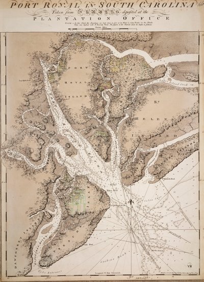 Mapa de Port Royal en Carolina del Sur, Estados Unidos de Joseph Frederick Wallet DesBarres