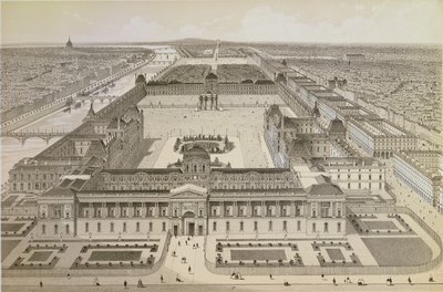 Vista del Louvre y las Tullerías, c.1850 de Joseph Gabriel Aubrun
