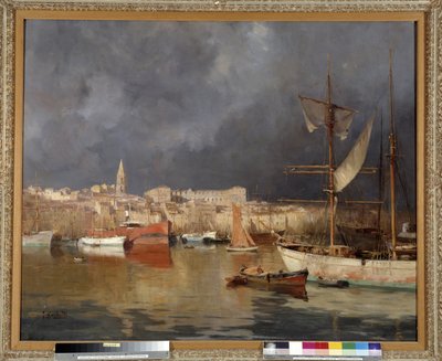 Le Vieux Port a Marseille in stormy weather Pintura de Joseph Garibaldi (1863-1941) 1914 Mención obligatoria: Colección fundación regards de Provence, Marsella de Joseph Garibaldi