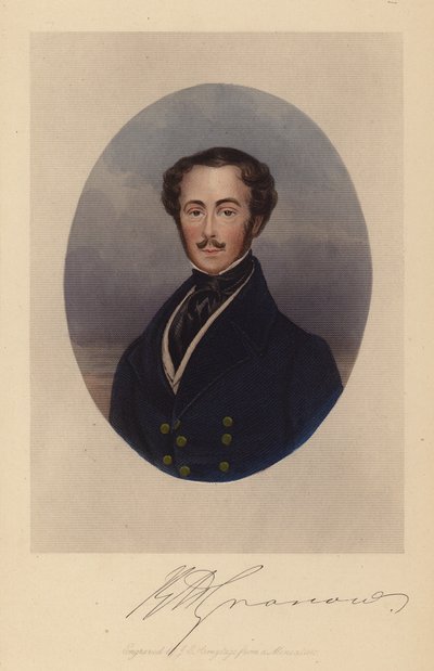 Rees Howell Gronow, o Capitán Gronow (grabado coloreado) de Joseph Grego