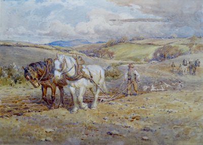 Caballos pesados arando en los Downs de Joseph Harold Swanwick