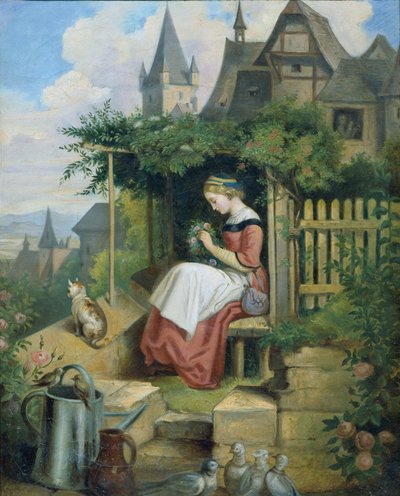 Chica en el jardín de la casa de Joseph Hasslwander