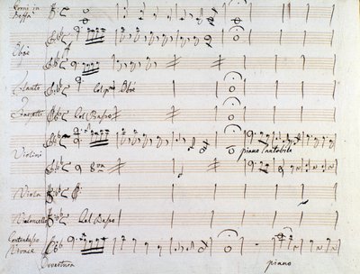 Primera página de la partitura musical del minué en Armida de J. Haydn (1784) de Joseph Haydn