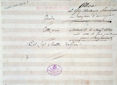Primera página de la partitura musical del minueto en Armida de J Haydn (1821) de Joseph Haydn