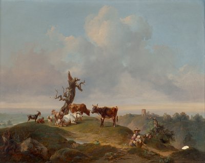 Vacas y cabras en el pasto de Joseph Heicke