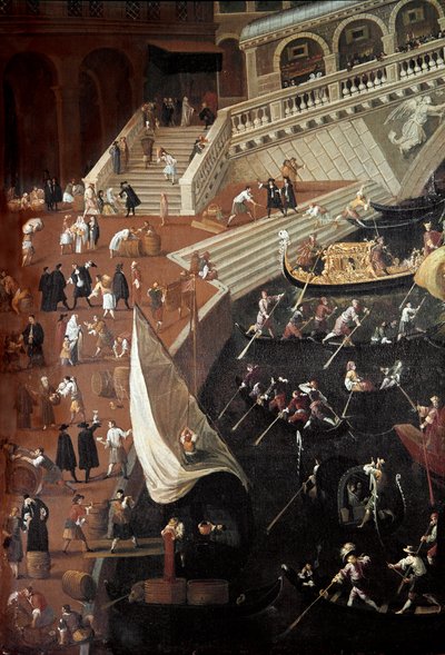 Regata en el Ponte di Rialto en Venecia (detalle) de Joseph Heintz
