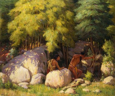 Bravos indios cazando ciervos de Joseph Henry Sharp