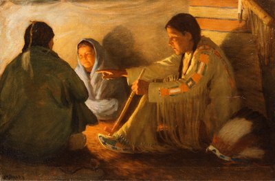 Indios junto al fuego de Joseph Henry Sharp