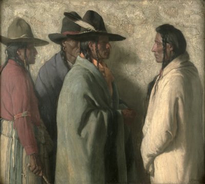 Young Chiefs Mission, c.1919 (óleo sobre lienzo) de Joseph Henry Sharp