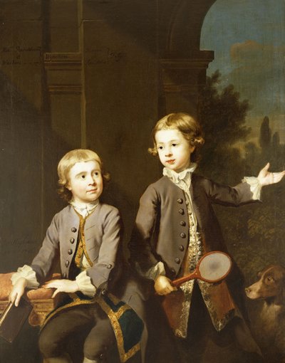 Doble retrato de Henry Penruddocke Wyndham y su hermano Wandham, tres cuartos de longitud, 1743 de Joseph Highmore