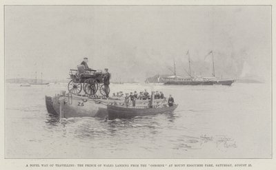 Una Manera Novel de Viajar, el Príncipe de Gales desembarcando del Osborne en el Parque Mount Edgcumbe, Sábado, 27 de Agosto de Joseph Holland Tringham