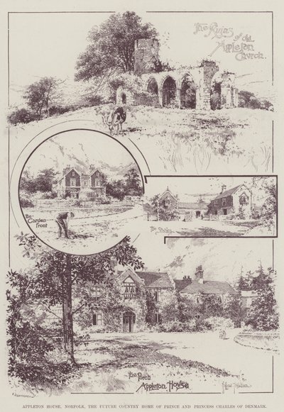 Casa Appleton, Norfolk, el futuro hogar de campo del Príncipe y la Princesa Carlos de Dinamarca de Joseph Holland Tringham