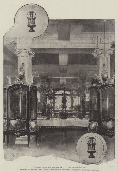 China de la era victoriana, incluyendo jarrón prestado por la Reina, en exhibición en Messers Phillips