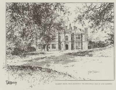 Casa Dalmeny, cerca de Edimburgo, la sede de Midlothian de Lord Rosebery de Joseph Holland Tringham