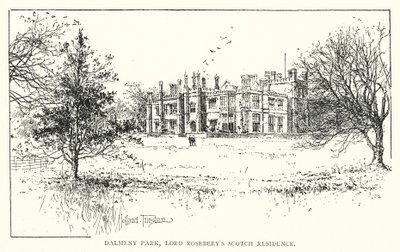 Dalmeny Park, Residencia escocesa de Lord Rosebery (litografía) de Joseph Holland Tringham