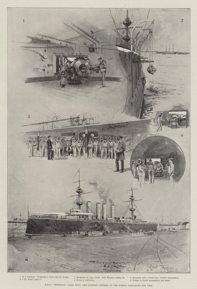 HMS Terrible, 14,220 toneladas, el crucero más grande del mundo, preparándose para la guerra de Joseph Holland Tringham
