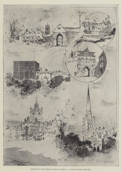 Reapertura del Coro de la Catedral de Norwich, un Paseo por la Ciudad de Joseph Holland Tringham
