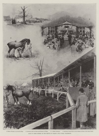 Venta de caballos Shire en la granja del Príncipe de Gales, Wolferton de Joseph Holland Tringham