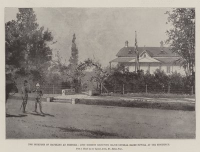 El defensor de Mafeking en Pretoria, Lord Roberts recibiendo al Mayor General Baden-Powell en la Residencia de Joseph Holland Tringham